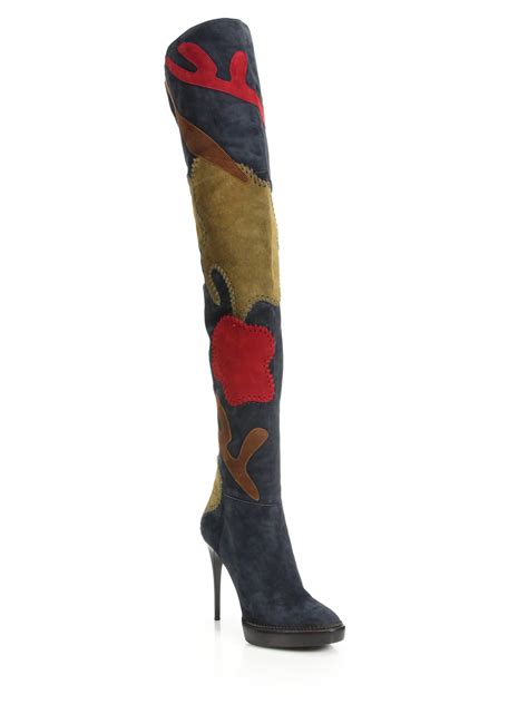 burberry over-the-knee suede patchwork boots|Burberry Over the Knee for Women .